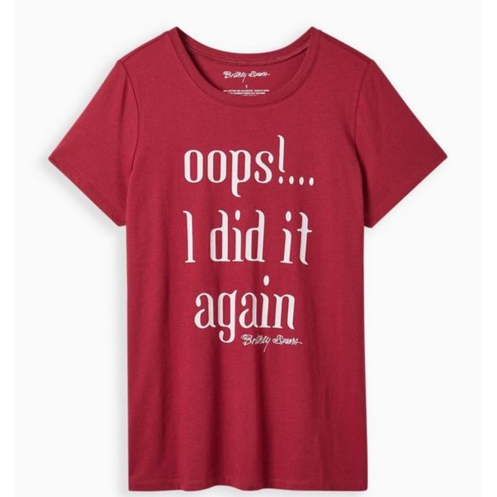 ‼️LAST CHANCE DELETING SOON‼️ Torrid CREW TEE - COTTON BRITNEY SPEARS OOPS RED